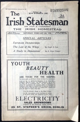 Item #H28883 The Irish Statesman, Vol. 13 no. 23, February 8, 1930. G. W. Russell, ed, AE