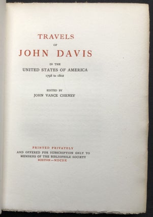 Travels of John Davis in the United States of America, 1798-1802, Vol. I only