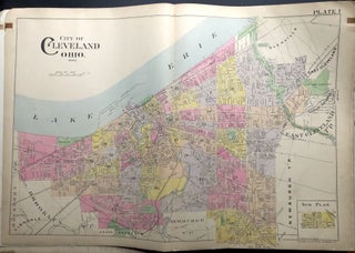 Item #H29042 City of Cleveland, Ohio, 1898 linen-backed double-page color map 32 x 22" Thomas Flynn
