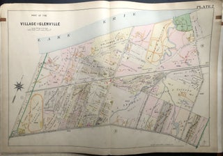 Item #H29043 Part of the Village of Glenville, Ohio, 1898 linen-backed double-page color map 32 x...