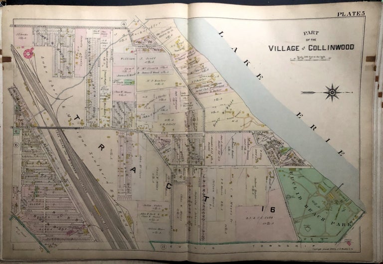 Item #H29045 Part of the Village of Collinwood, Ohio, 1898 linen-backed double-page color map 32 x 22" Thomas Flynn.