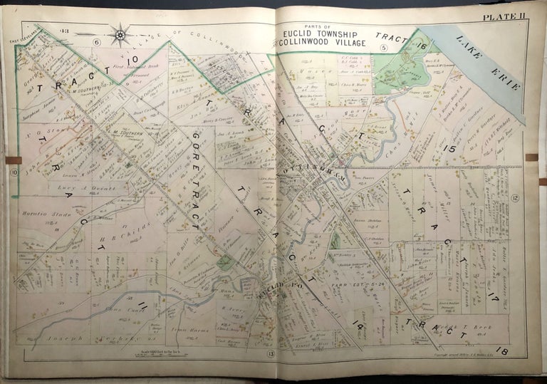 Item #H29051 Part of Euclid Township & Collinwood Village, OH, 1898 linen-backed double-page color map 32 x 22" Thomas Flynn.