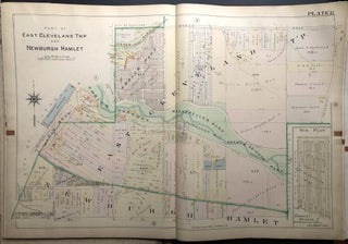 Item #H29053 East Cleveland Township & Newburgh Hamlet, OH, 1898 linen-backed double-page color...