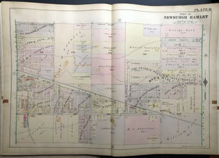 Item #H29056 Part of Newburgh Hamlet, OH: Mars & Rice Aves., RR Track, 1898 linen-backed...