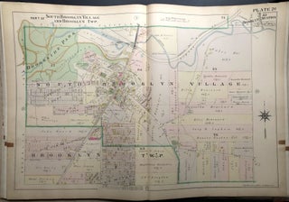 Item #H29058 South Brooklyn Village & Township, OH, 1898 linen-backed double-page color map 32 x...