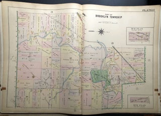 Item #H29060 Part of Brooklyn Township, OH, 1898 linen-backed double-page color map 32 x 22"...