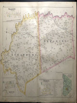 Item #H29067 1899 33x22" color map: Stasburg, Paradise, Brecknock, from Survey Atlas of Lancaster...