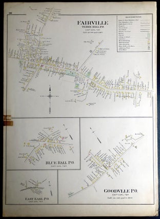 Item #H29068 1899 linen-backed 22.5 x 16" map: Fairville, Blue Ball, East Earl, Goodville, from...