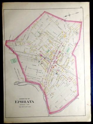 1899 33x22" color map: Ephrata, West Earl, Akron, Lincoln, etc., from Survey Atlas of Lancaster County, PA
