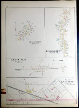 Item #H29075 1899 linen-backed 22.5 x 16" map: Brunnerville, Rothsville, Neffsville, etc., from...