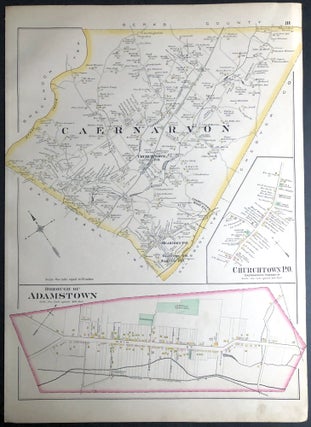 1899 33x22" color map: Leacock, Intercourse, Caernarvon, Adamstown, West Cocalico, from Survey Atlas of Lancaster County, PA