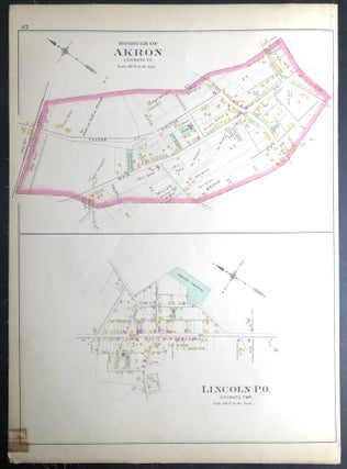 Item #H29080 1899 linen-backed 22.5 x 16" map: Borough of Akron & Lincoln P.O., Ephrata Twp. from...