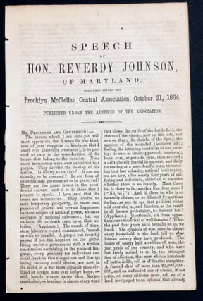Item #H29113 Speech of Hon. Reverdy Johnson, of Maryland, delivered before the Brooklyn McClellan...
