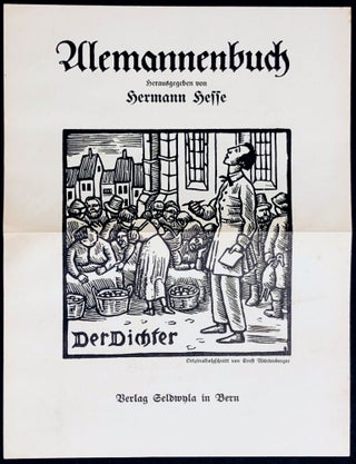 Item #H29140 Original illustrated flyer advertising Hermann Hesse's Alemannenbuch. Hermann Hesse