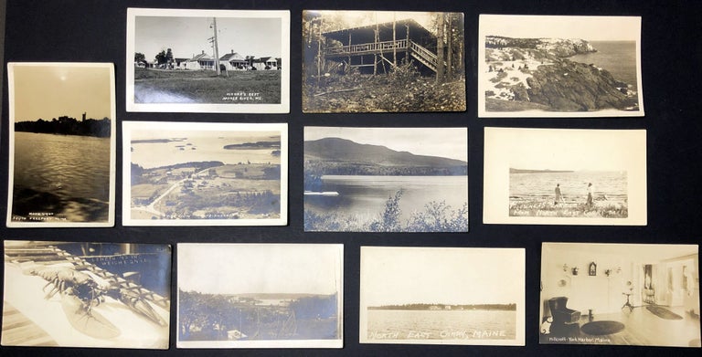 Item #H29268 11 Maine RPPCs Real Photo Postcards 1920s-30s: Monhegan, Jackman, Boothbay Harbor, S. Bristol, Moose River, Friendship, York Harbor, Northeast Carry, S. Freeport