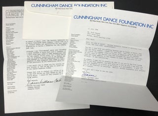 Merce Cunningham - inscribed & with letter from him and two letters from the company manager