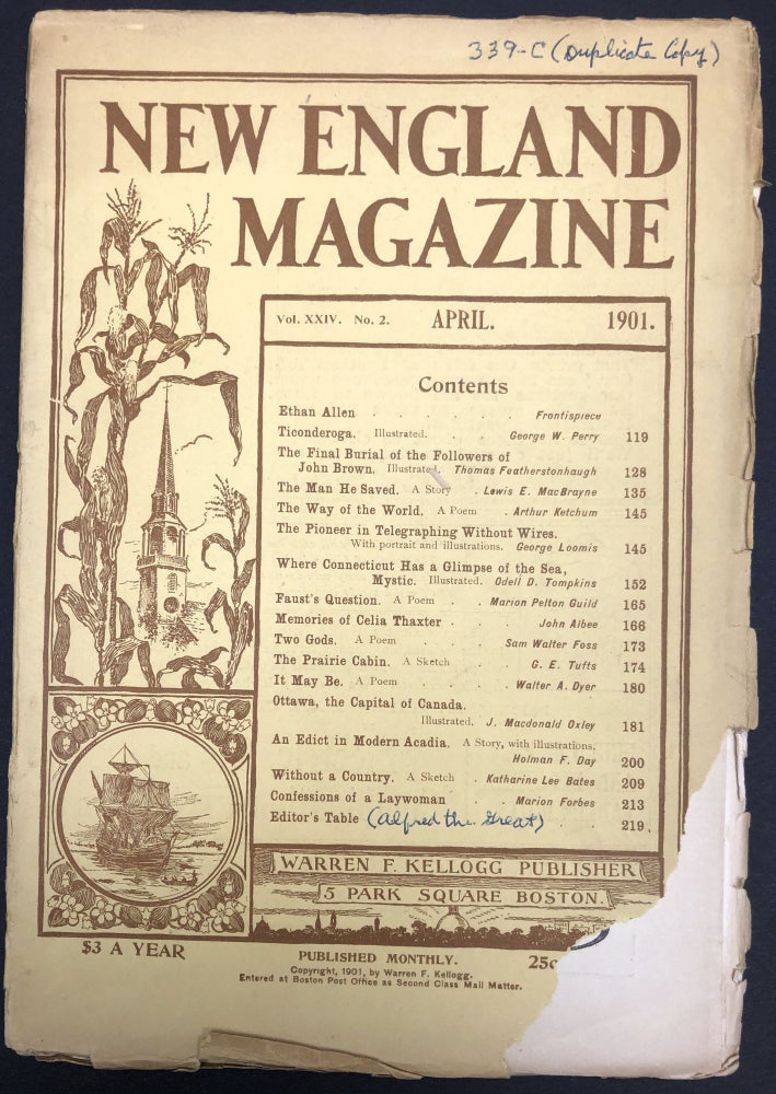 Item #H29328 New England Magazine, April 1901. Katharine Lee Bates.