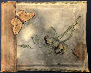 Item #H29362 Homemade blank book from 1890s in suede with decorated floral butterfly motif on cover