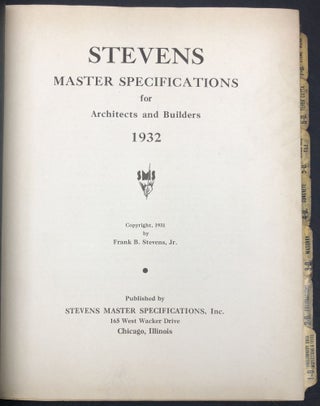 Stevens Master Specifications for Architects and Builders, 1932