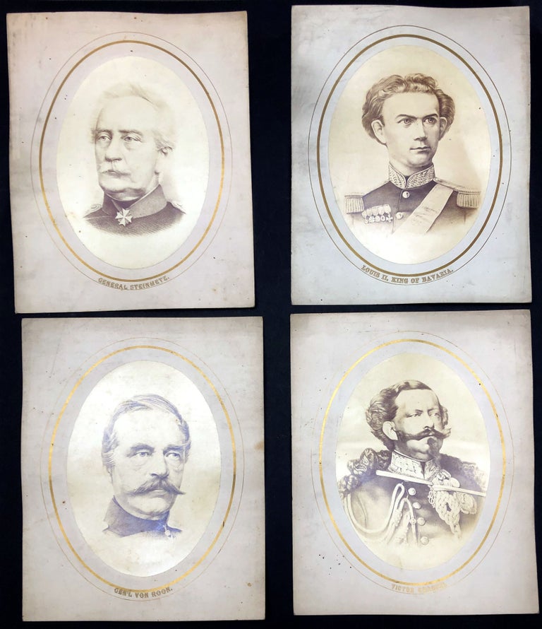 Item #H29446 4 1870s large mounted oval photos of Louis II of Bavaria, General Karl Friedrich v. Steinmetz, Victor Emanuel II of Italy, Gen. Albrecht von Roon