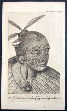 Item #H29470 The Head of a New Zealand Chief curiously Tataowed (tattooed), 1774 copperplate....
