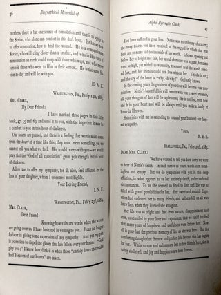 1883 memorial volume for Alpha Byronette Clark of Scenery Hill, Washington County PA