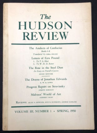 Item #H29565 The Hudson Review, Vol. III no.1, Spring 1950. Ezra Pound, Hugh Kenner