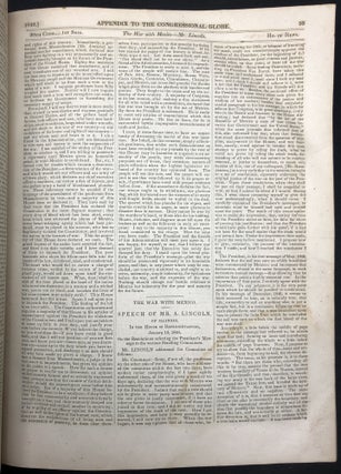 Appendix to the Congressional Globe, 1st & 2nd Sessions, 30th Congress 1847-1849: early speeches by Lincoln, Polk, et al.