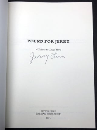 Poems for Jerry: A Tribute to Gerald Stern - signed by Stern