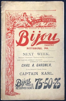 Item #H29657 1891 program booklet for the Bijou Theatre, Pittsburgh