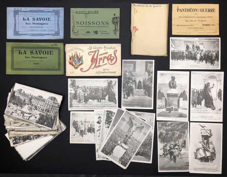 Item #H29668 Group of 1918 postcards & booklets of postcards: Paris (62), Pantheon de la Guerre (20), Soissons, Arras, La Savoie - Maurienne & Tarentaise