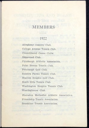 Constitution and By Laws of the Pittsburgh Tennis Association, 1922