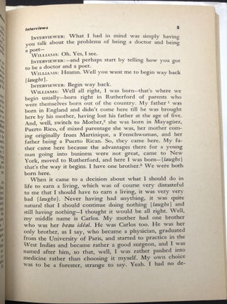 Interviews with William Carlos Williams, "Speaking Straight Ahead"