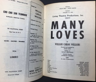 1959 program for the Living Theatre production of Many Loves by William Carlos Williams
