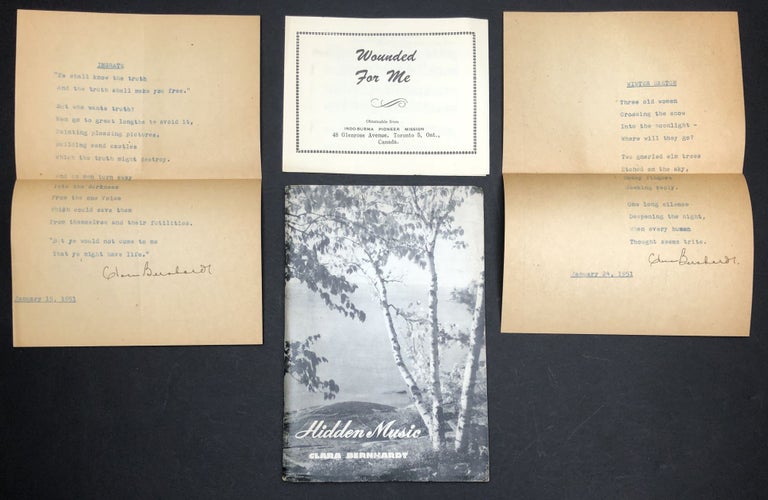 Item #H30134 Hidden Music (Poems), inscribed and with two typewritten signed poems by her laid in. Clara Bernhardt.