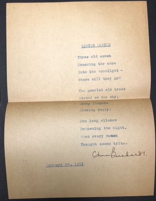 Hidden Music (Poems), inscribed and with two typewritten signed poems by her laid in