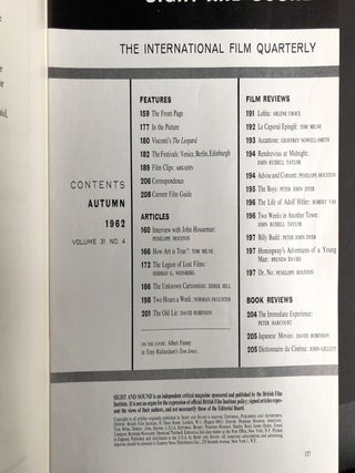 Sight and Sound, 8 issues: Winter 1961/1962 - Autumn 1963