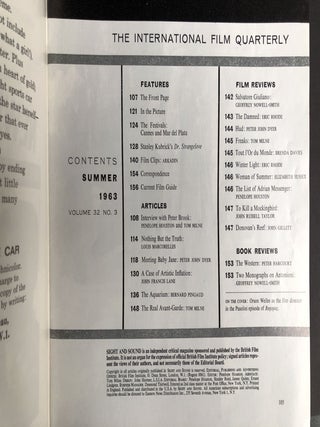 Sight and Sound, 8 issues: Winter 1961/1962 - Autumn 1963