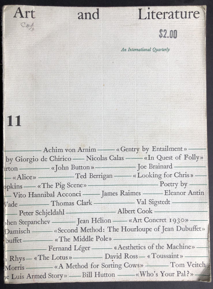 Item #H30212 Art and Literature no. 11, Winter 1967. John Ashbery, eds.