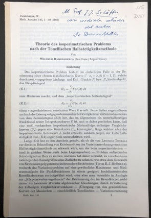 Item #H30293 Theorie des isoperimetrischen Problems nach der Tonellischen Halbstetigkeitsmethode...