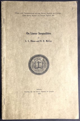 Item #H30301 On Linear Equalities, offprint from Transactions of the Royal Society of Canada,...