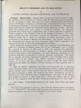Helly's Theorem and its Relatives (1963) and Lengths of Snakes in Boxes (1967)