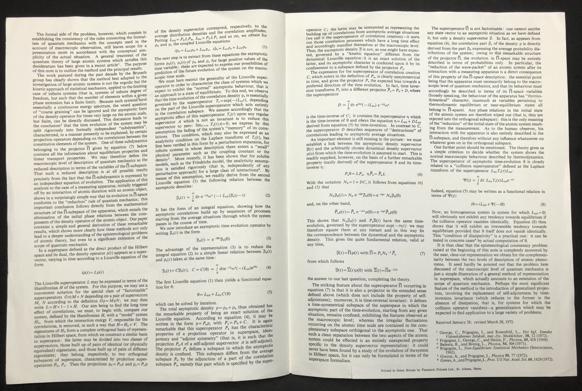 George Rosenfeld The Macroscopic Level of Quantum Mechanics, 2 offprints of articles ...
