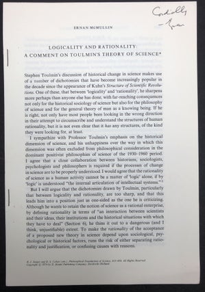 Item #H30408 Logicality and Rationality: A Comment on Toulmin's Theory of Science -- signed by...
