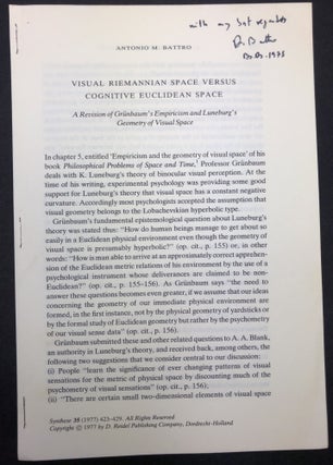 Item #H30410 Visual Riemannian Space Versus Cognitive Euclidean Space--A Revision of Grunbaum's...