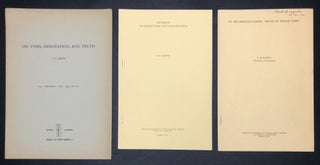 Item #H30415 3 offprints, one signed, from Adolf Grunbaum's collection: On Types, Denotation, and...