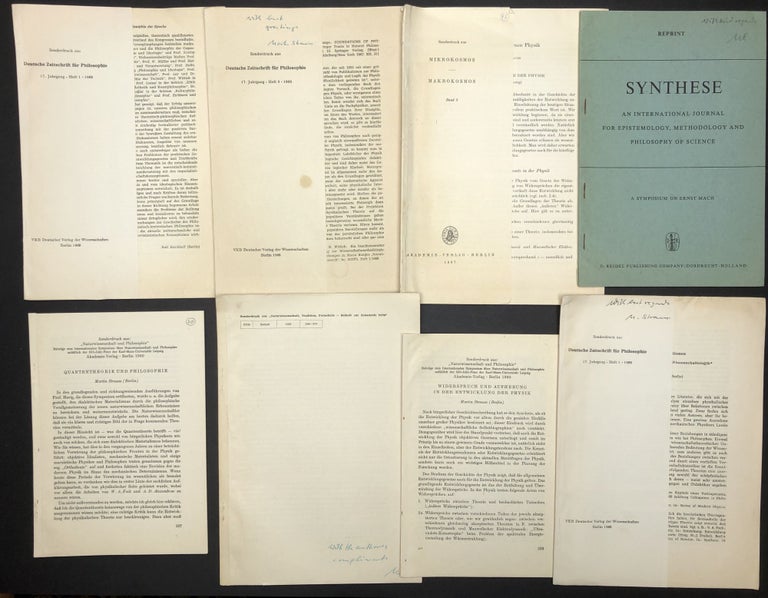 Item #H30418 8 offprints on physics & philosophy 1960-1969, some inscribed, from the collection of Adolf Grunbaum. Martin Strauss.