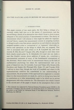 On the Nature and Purpose of Measurement, 1966 offprint from Adolf Grunbaum collection