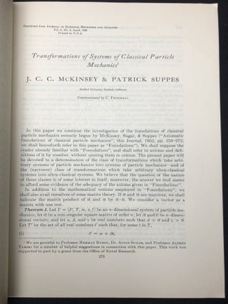 2 1953 offprints: Transofrmations of Systems of Classical Particle Mechanics; Axiomatic Foundations of Classical Particle Mechanics
