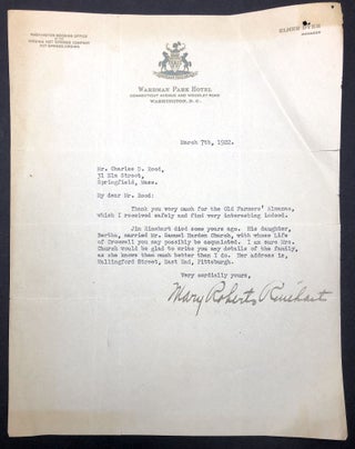Item #H30497 1922 letter to Charles Rood, mentioning Pittsburgh family members and acquaintances....